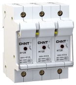 Тримач запобіжників Chint NRT28-32 3P до 32А 10х38мм (520467)