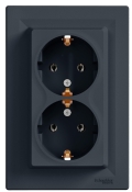 Подвійна розетка Schneider Electric Asfora EPH9900171 із заземленням (антрацит)